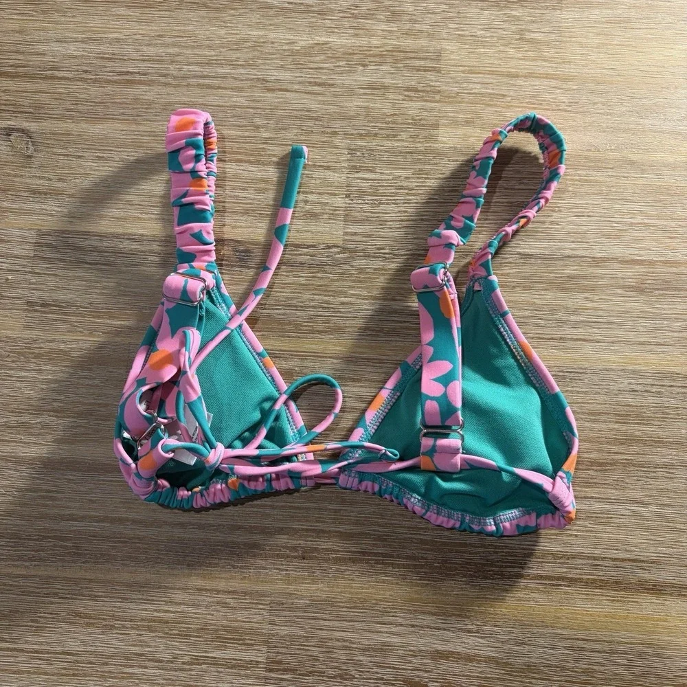 Juniors Wild Fable Bikini Top Green Floral Print Size XS